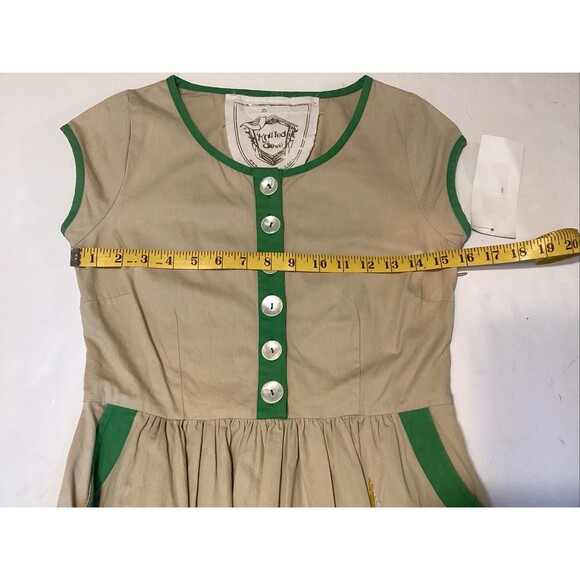 knitted dove women’s dress XS embroidered pockets buttons feminine - Picture 3 of 11